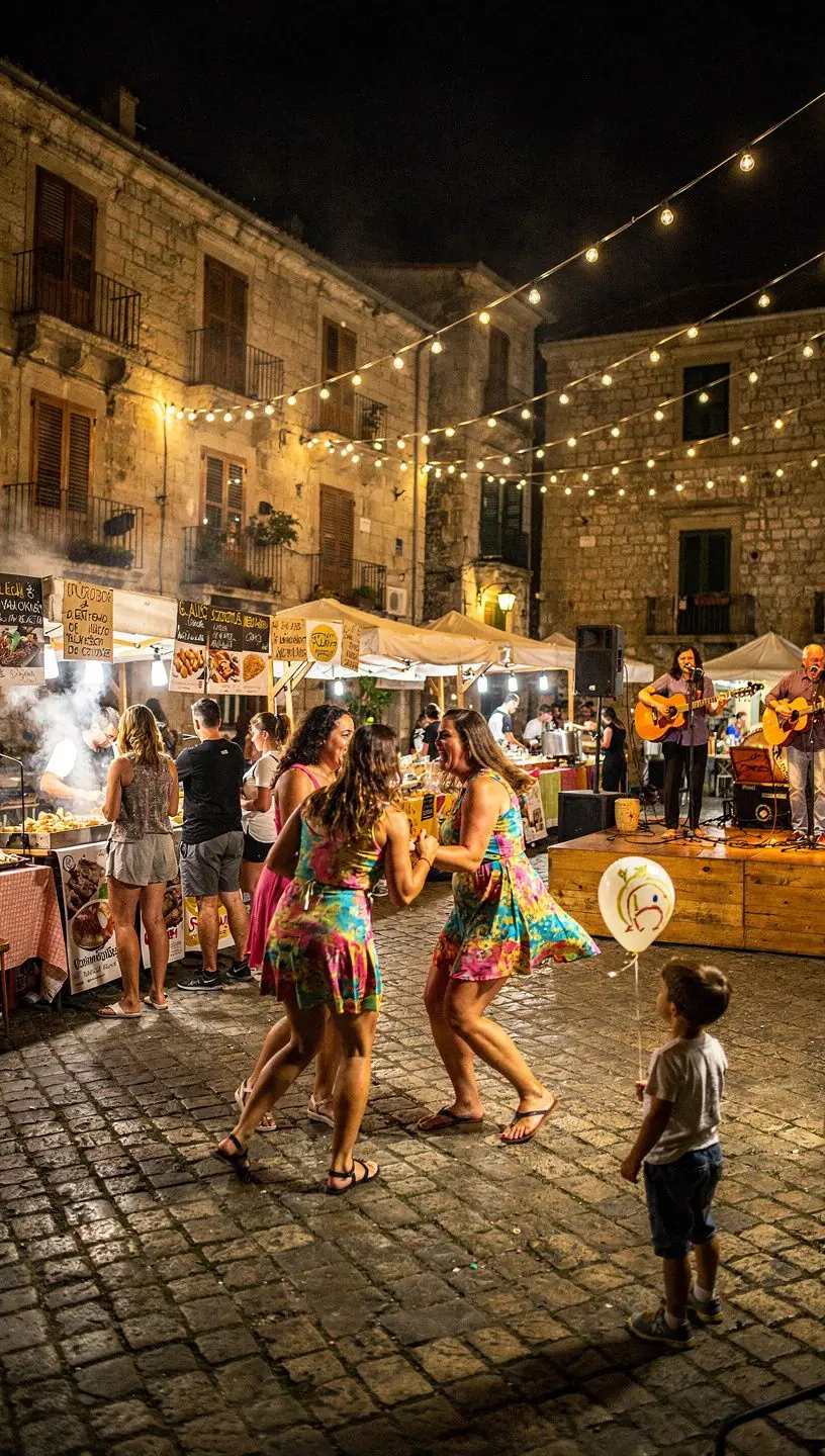 Group gathering at community event promoting subscription benefits